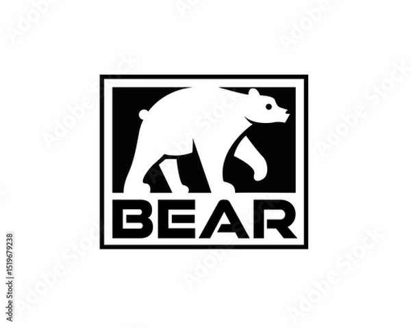 Obraz walking bear negative space on square logo design template illustration inspiration