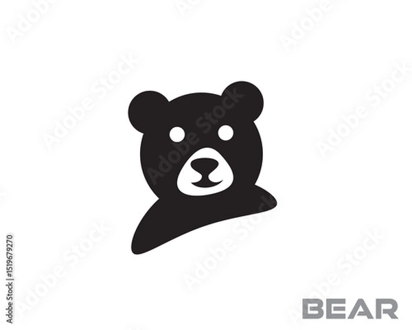 Obraz simple black bear panda profile art logo design template illustration inspiration