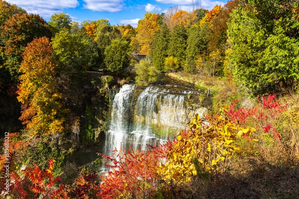 Obraz The Webster's Falls view along Spencer Gorge hiking trail in Hamilton, Ontario, Canada. Autumn Season.
