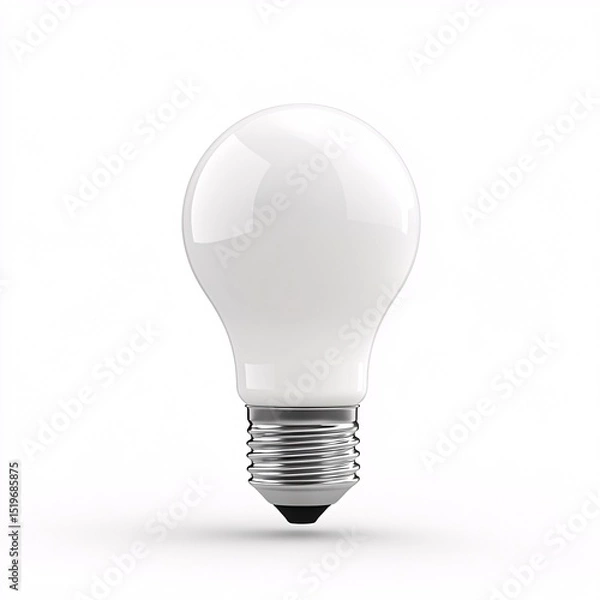 Obraz White Light Bulb Isolated on Clean White Background with Soft Shadow