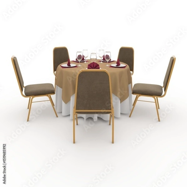 Fototapeta 3d render Banquet Table and Chair design element Furniture