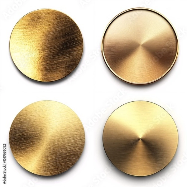Obraz Glossy Metallic Gold Circular Sticker Set
