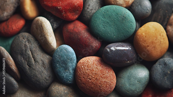 Obraz Close up showcasing vibrant collection of assorted colored smooth stones creating a nature background