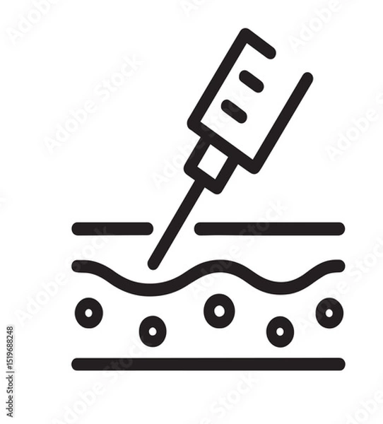 Obraz Skin Injection Icon – Line Art Style Symbol of Dermatology or Vaccine Procedure