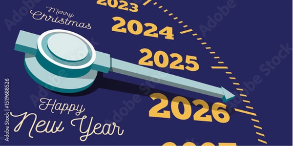 Obraz Congratulations on the New Year 2026 on the background of the speedometer counter. Vector illustration