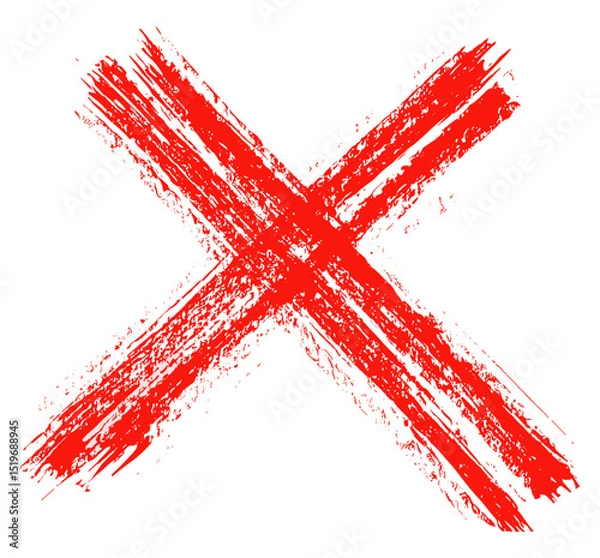 Obraz Grunge scribble cross symbol, red marker on white background, abstract sketch, vector illustration, creative texture, hand-drawn, chaotic design, artistic scribble.