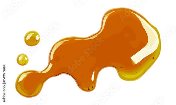 Obraz Spilled pumpkin oil puddle, isolated on white, top view, vector illustration, pumpkin seed, organic oil, healthy cooking oils, natural ingredients, pure oil, smooth texture.