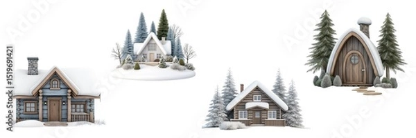 Obraz Winter Wonderlands Offer Cozy Refuge From Cold Picturesque Cottages Nestled Amidst Snowy Forests