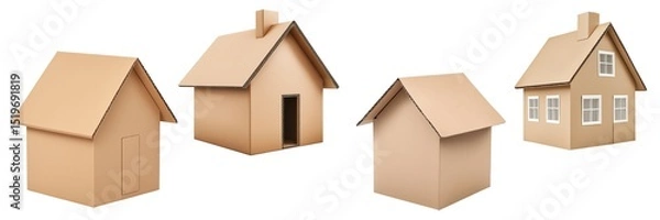 Obraz  Cardboard Houses Represent Simple Living Spaces Imagination Creates A Home From Brown Boxes