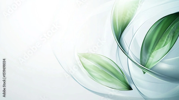 Fototapeta 緑リーフ曲線　ビジネス背景イラスト　Generative AI