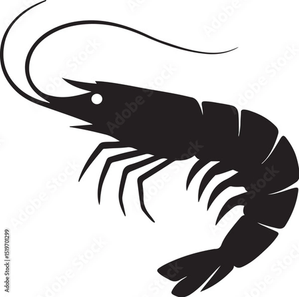 Fototapeta Simple Black Silhouette of a Shrimp
