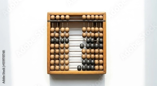 Obraz Vintage Abacus with Wooden Frame and Beads for Counting and Calculating