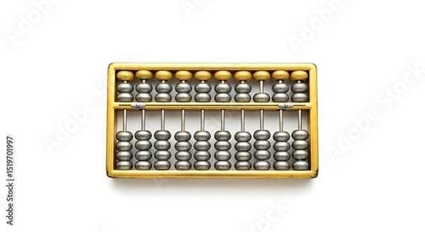 Obraz Vintage Abacus on White Background for Mathematical Calculations and Education