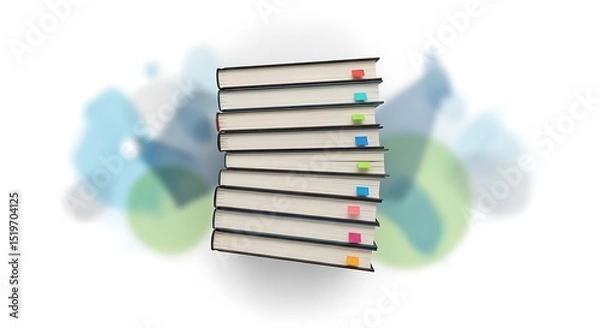 Obraz Stack of Books with Colorful Tabs, Learning and Education Resources