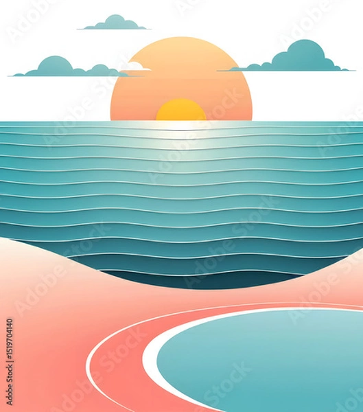 Obraz Sunset sea vector