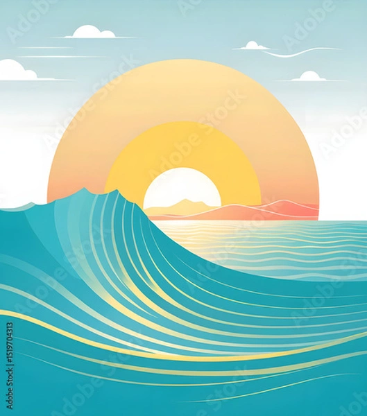 Obraz Sunset sea vector