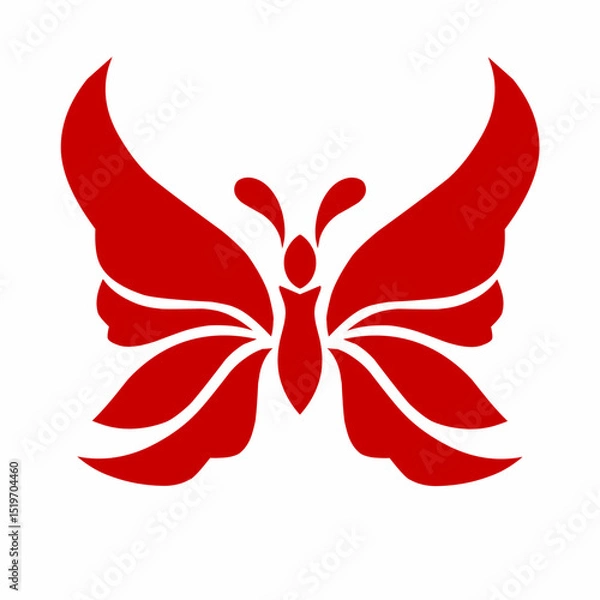 Obraz Red Butterfly Silhouette Logo Design with Elegant Wing Patterns