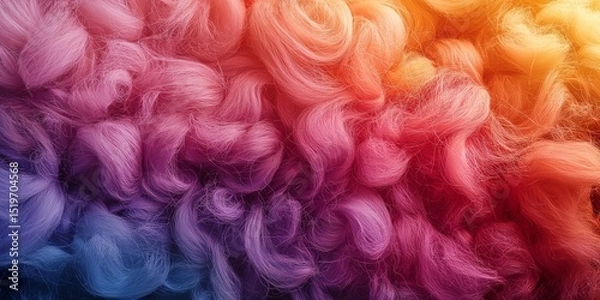Obraz  Radiant Rainbow Hues Create Vibrant Texture Colorful Curly Locks Showcase Dynamic Beauty