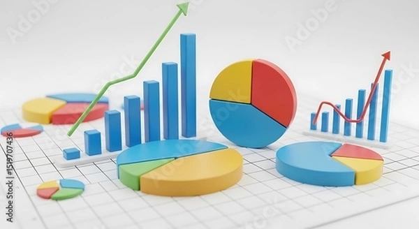Obraz Colorful Graphs and Charts Visualizing Business Data and Market Growth
