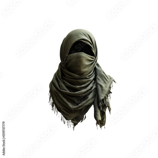 Fototapeta Dark green shemagh headscarf in military style isolated on a white background

