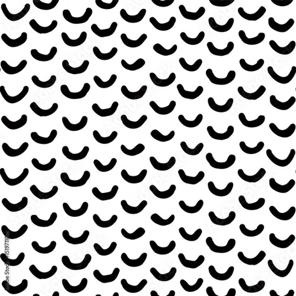 Fototapeta Fish scale seamless pattern in black and white. Vector seamless abstract background with Irregular hand drawn semicircle lines. To use, drag into swatches panel.