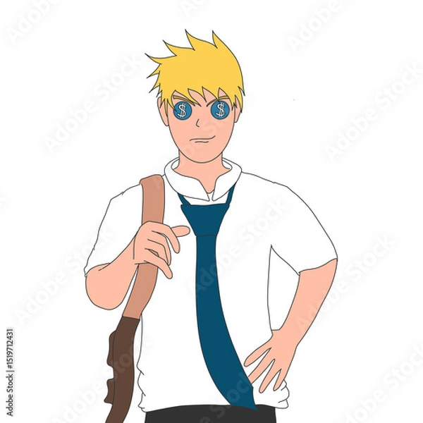Obraz An illustration of a smiling businessman posing