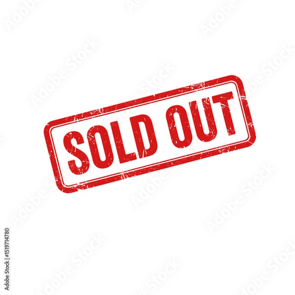 Fototapeta Sold out red grunge rubber stamp isolated on transparent background, png image 