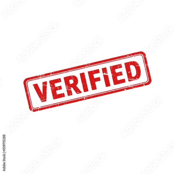 Fototapeta Verified red grunge rubber stamp isolated on transparent background, png image 