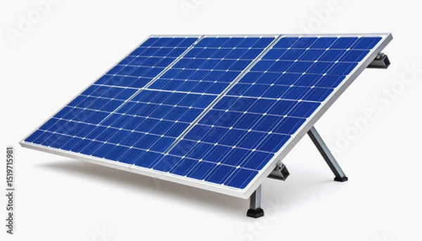 Fototapeta High-quality solar panel isolated on clean white background ideal for environmental and renewable energy projects