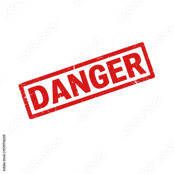 Fototapeta Danger red grunge rubber stamp isolated on transparent background, png image 
