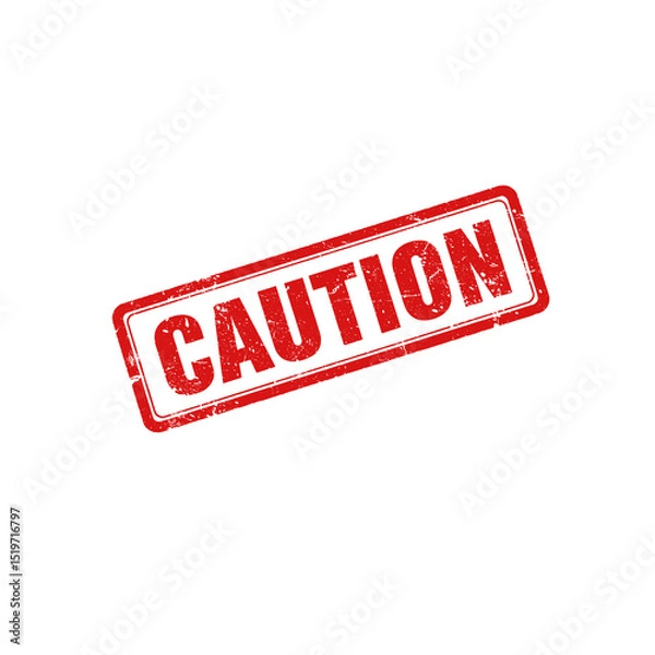 Fototapeta Caution red grunge rubber stamp isolated on transparent background, png image 