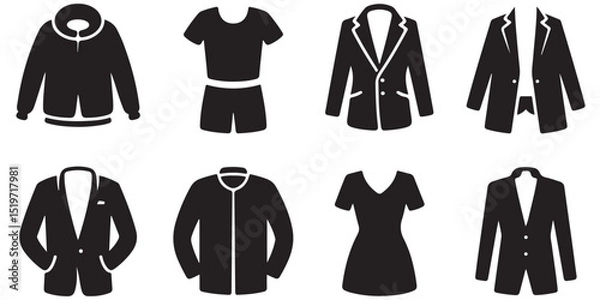 Obraz Collection of Black and White Clothing Icons, 