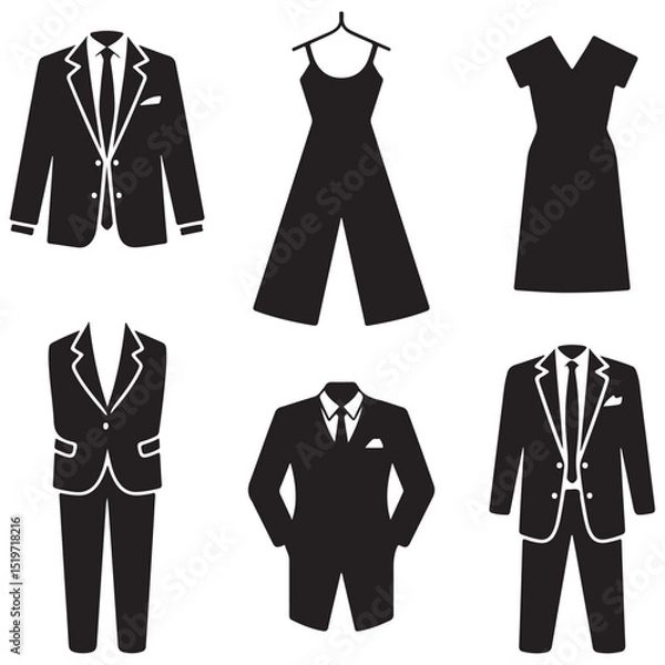 Obraz Collection of Black and White Clothing Icons, 