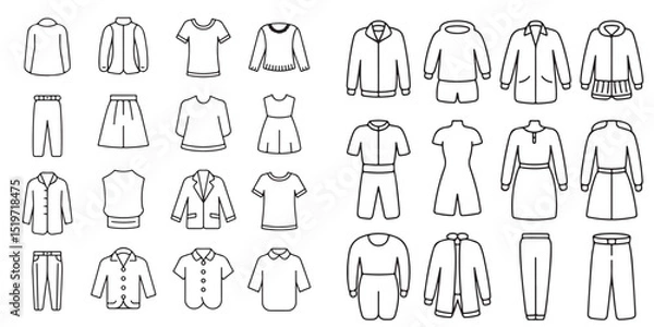 Obraz Collection of Black and White Clothing Icons, 