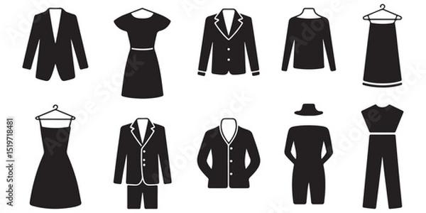 Obraz Collection of Black and White Clothing Icons, 