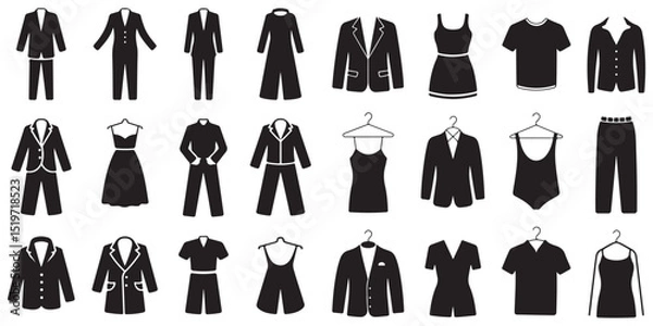 Obraz Collection of Black and White Clothing Icons, 