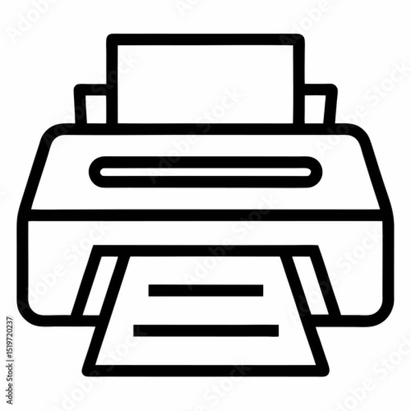 Fototapeta new style electric computer printer line art vector icon on white background