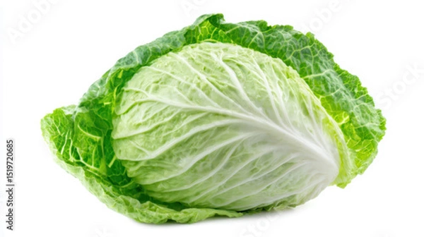 Fototapeta A single cabbage, isolated on a white background