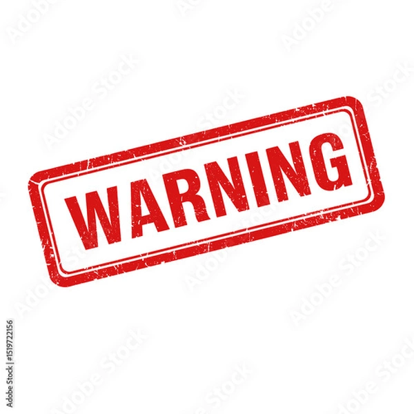 Fototapeta Warning red grunge rubber stamp isolated on transparent background, png image 
