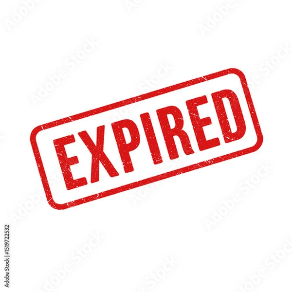 Fototapeta Expired red grunge rubber stamp isolated on transparent background, png image 