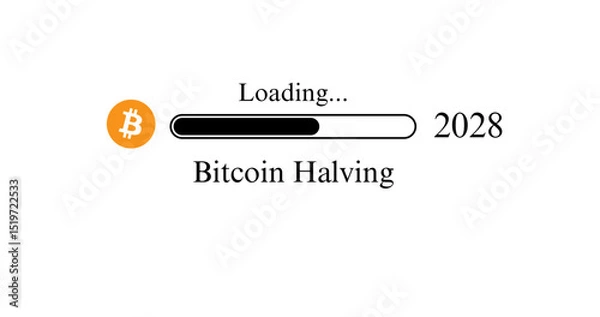 Fototapeta Progress Bar Bitcoin Halving 2028 Loading Vector illustration on White Background
