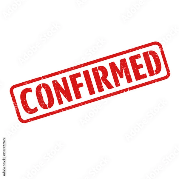 Fototapeta Confirmed red grunge rubber stamp isolated on transparent background, png image 