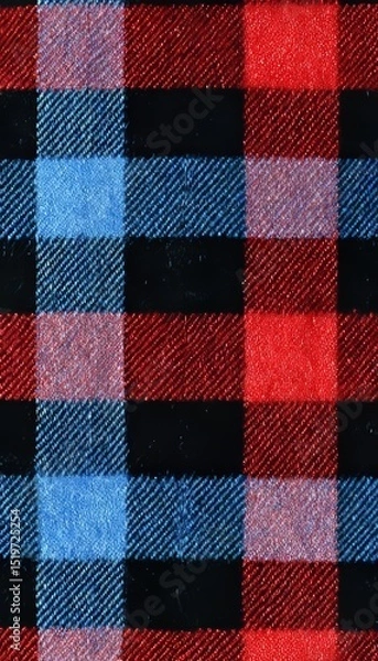Fototapeta Warm and Cozy Pattern Fabric Featuring Textured Squares in Red, Ultramarine, Pink, and Burgundy