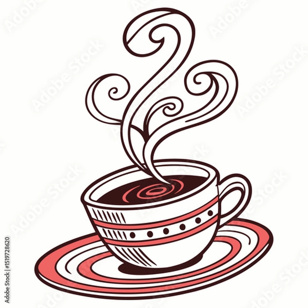 Obraz Cup of hot coffee in vector