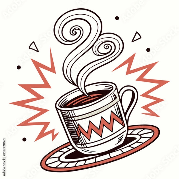 Obraz Cup of hot coffee in vector