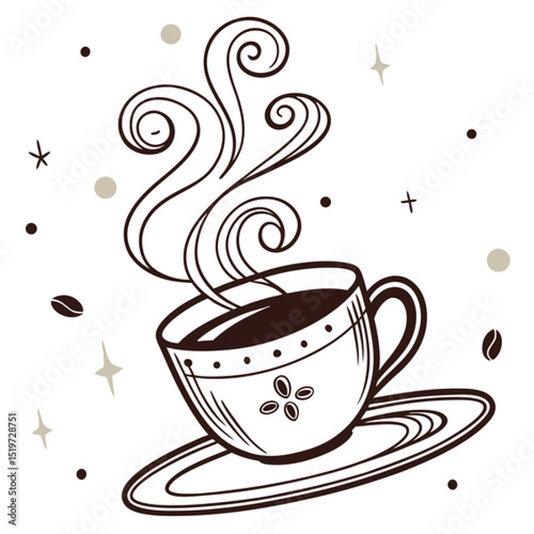 Obraz Cup of hot coffee in vector
