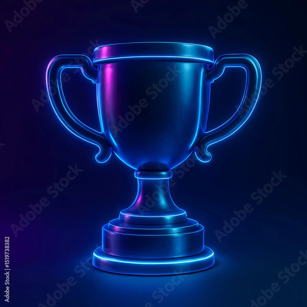 Obraz Neon Trophy A Futuristic 3D Render of an Award Cup