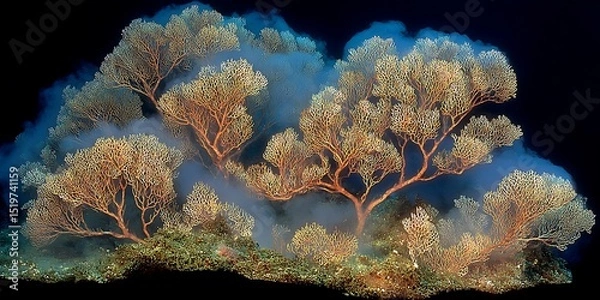 Obraz Underwater landscape featuring a vibrant gorgonian coral garden with intricate branches