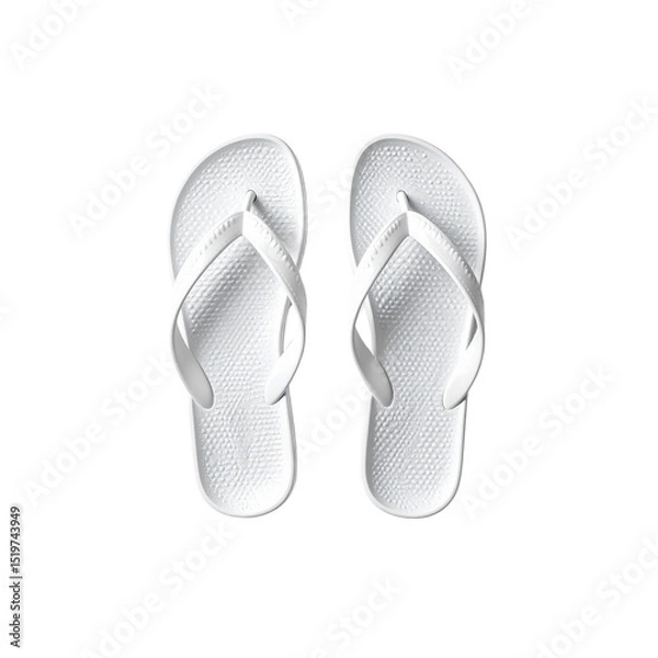 Fototapeta White summer flip flops pair comfortable beach sandals on transparent background