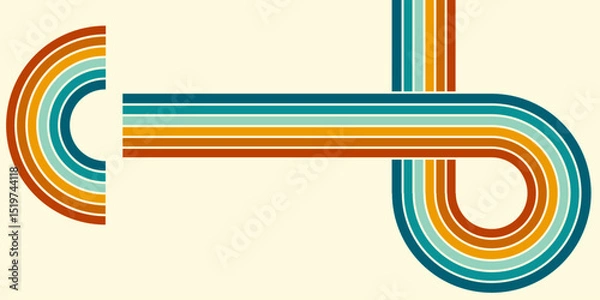 Fototapeta Abstract background of rainbow groovy Wavy Line design in 1970s Hippie Retro style. Vector pattern ready to use for cloth, textile, wrap and other.